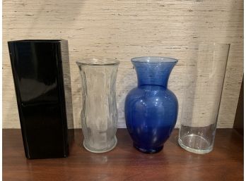Set Of 4 Glass Flower Vases