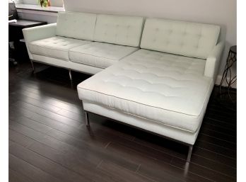 Mid Century Modern Style Sleek Two-Piece Sectional Sofa With Chrome Legs And Tufting
