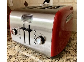Retro Style Kitchenaid Red And Chrome 4 Slice Toaster