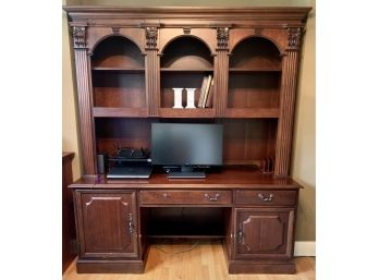 Hooker Furniture Large Mahogany Office Wall Unit Two Piece For Ease Of Movement