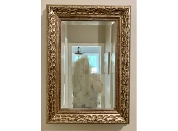 Small Carved Gold Giltwood Mirror With Intricate Carvings