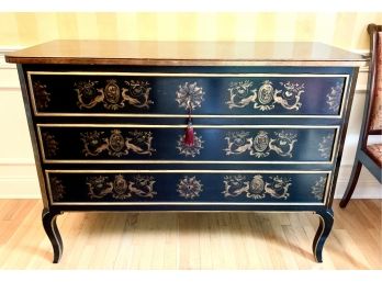 Magnificent Signed Karges Chinoiserie Hand Painted Three Drawer Chest