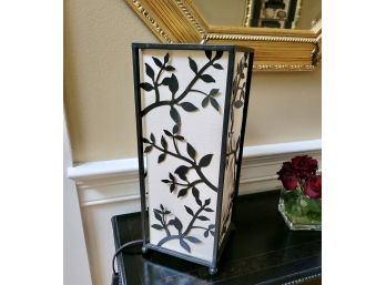 Tall Metal And Fabric Covered Vine Lamp