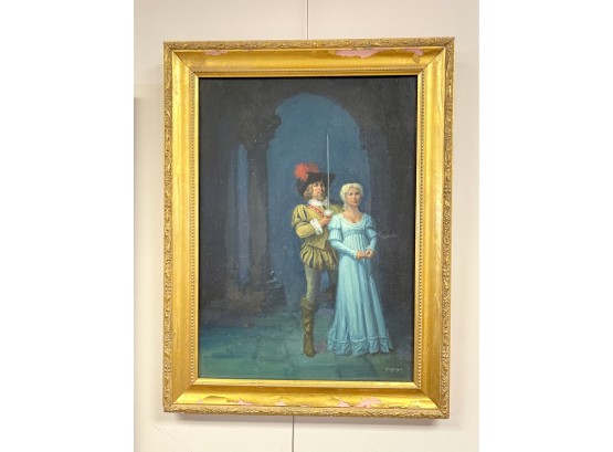 Exceptional Signed Vintage Oil Painting Two Lovers