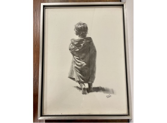 Demille Signed Print Of Child Wrapped In A Blanket