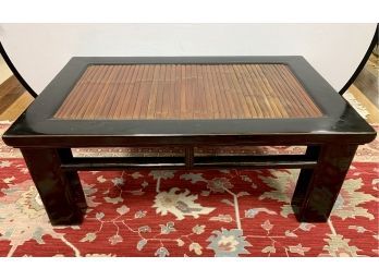 Asian Black Lacquer And Bamboo Coffee Table