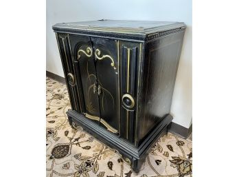 Chinoiserie Black Painted Two Door Cabinet