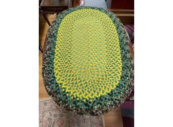 Braided Oval Green Area  Rug 37' By 57'
