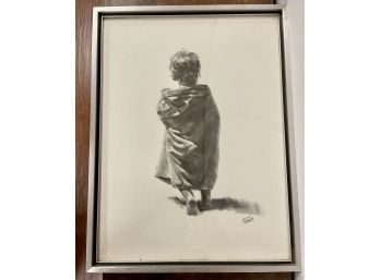 Demille Signed Print Of Child Wrapped In A Blanket