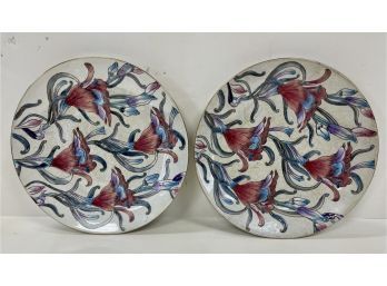 Pair Of Signed Toyo Chinese Porcelain Plates