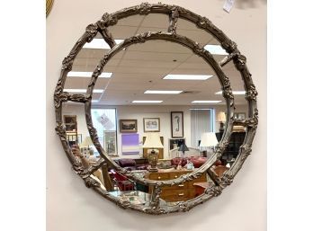 Large Decorative Round Silver  Mirror