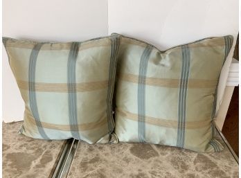 Pair Of Large Silk Designer Pillows 22' By 22'