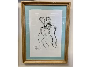 Signed And Numbered  Lithograph Pen & Ink Nudes 3/25 Titled Despair