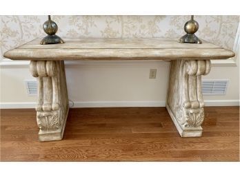 French Painted Console Table With Distressed Finish