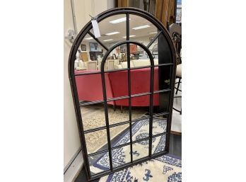 Decorative Arched Black Iron Window Pane Mirror