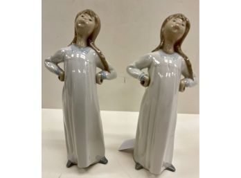 Highly Collectible Pair Of Lladro Girls Made In Spain #4872