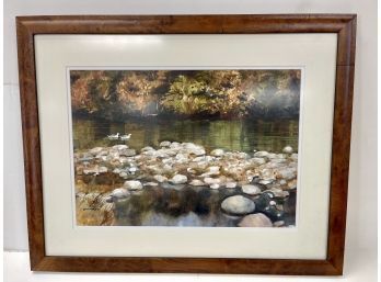 Signed Original Sweemer Watercolor Of Ducks On Pond