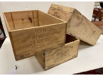Set Of  Wooden Wine Cases Three