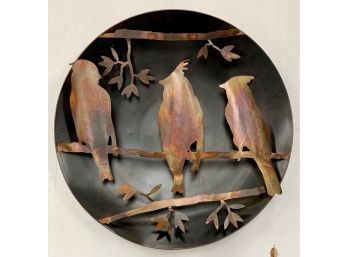 Wall Sculpture Of Birds On Tree Branch Metal Copper