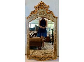 Ornate Giltwood Mirror With Floral Accents