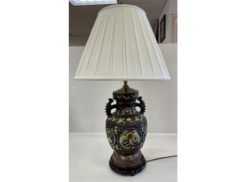 Fine Chinese Bronze Cloisonne Vase Mounted As A Table Lamp