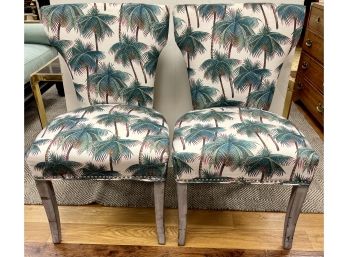 Palm Beach Style Upholstered Occasional Chairs, Pair