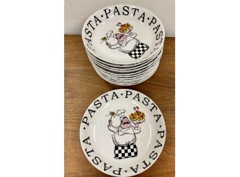 Set Of 12 Italian Chef  Theme Pasta Bowls By Chef Elect