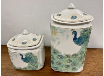 2 Pc Porcelalin Canister Set  222 Fifth Peacock