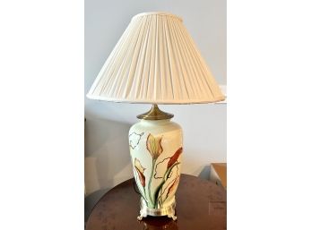 Porcelain Lamp With Hand Painted Tulips