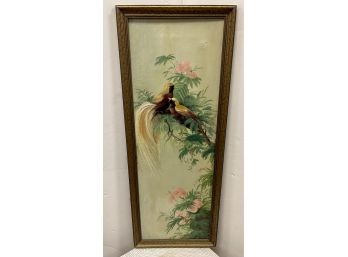 Fabulous Antique Bird Painting On Canvas Signed On Bottom By Gertrude Moebacher