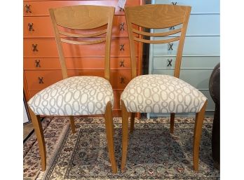 Pair Of Design Within Reach DWR Upholstered Dining Side Beechwood Chairs