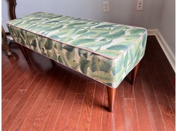 Palm Beach Lilly Pulitzer Style Upholstered Green And White Bench