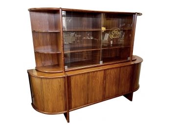 Boltinge Danish Modern Mid Century Two-Piece Sideboard Credenza Vitrine Library Cabinet