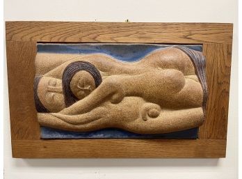 Rare Mid Century Raised Wooden Relief Sculpture By Noel Osheroff With Provenance