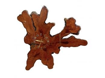 One Of A Kind Organic Wood Large Live Edge Clock With Biomorphic Shape