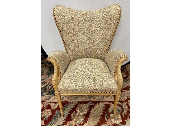 Stellar Antique French Heavily Carved Wingback Chair