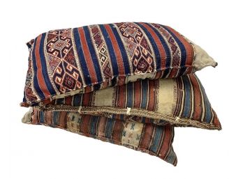 Extra Large Set Of Vintage Kilim Rug Pillow Floor Cushions- Set Of Three