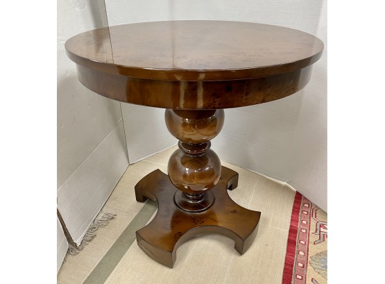 Ralph Lauren Round Pedestal Table With High Gloss Burl Finish