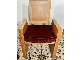 Rare Post Modern Wood Chair With Velvet Cushion