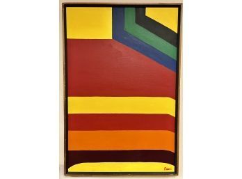 Colorful Mid Century Colorful Abstract Geometric Painting Parsons School NYC Signed