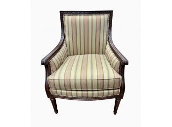 Elegant Ethan Allen Carved Mahogany Upholstered Armchair