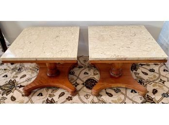 Amazing Mid Century Modern Pair Of Low Marble End Tables