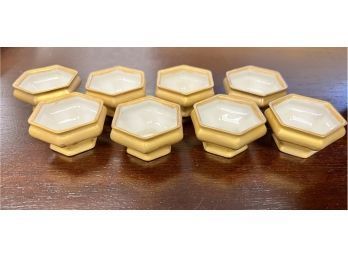 Set Of 8 Antique Beleek Gold Porcelain Salt Cellars A Great Gift!