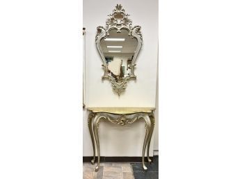 Magnificent Carved Rococo Style Mirror And Console Table, 2 Pcs