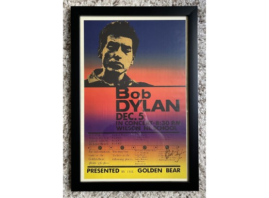 Bob Dylan Signed Memorabilia Concert Poster Framed Vintage