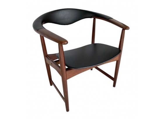 Rare Vintage Arne Hovmand-Olsen Danish Modern Signed Walnut Arm Chair