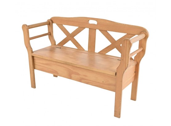 Farmhouse Handcrafted Wood Storage Bench Settee