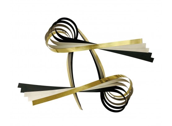 Curtis Jere Brutalist Brass And Steel Signed Large Ribbon Wall Sculpture Art