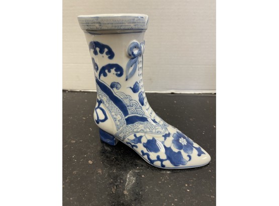 Blue And White Chinoiserie Porcelain Boot Vase A Great Gift!