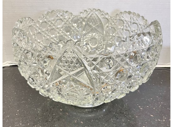 Antique Cut Glass Crystal Punch  Bowl